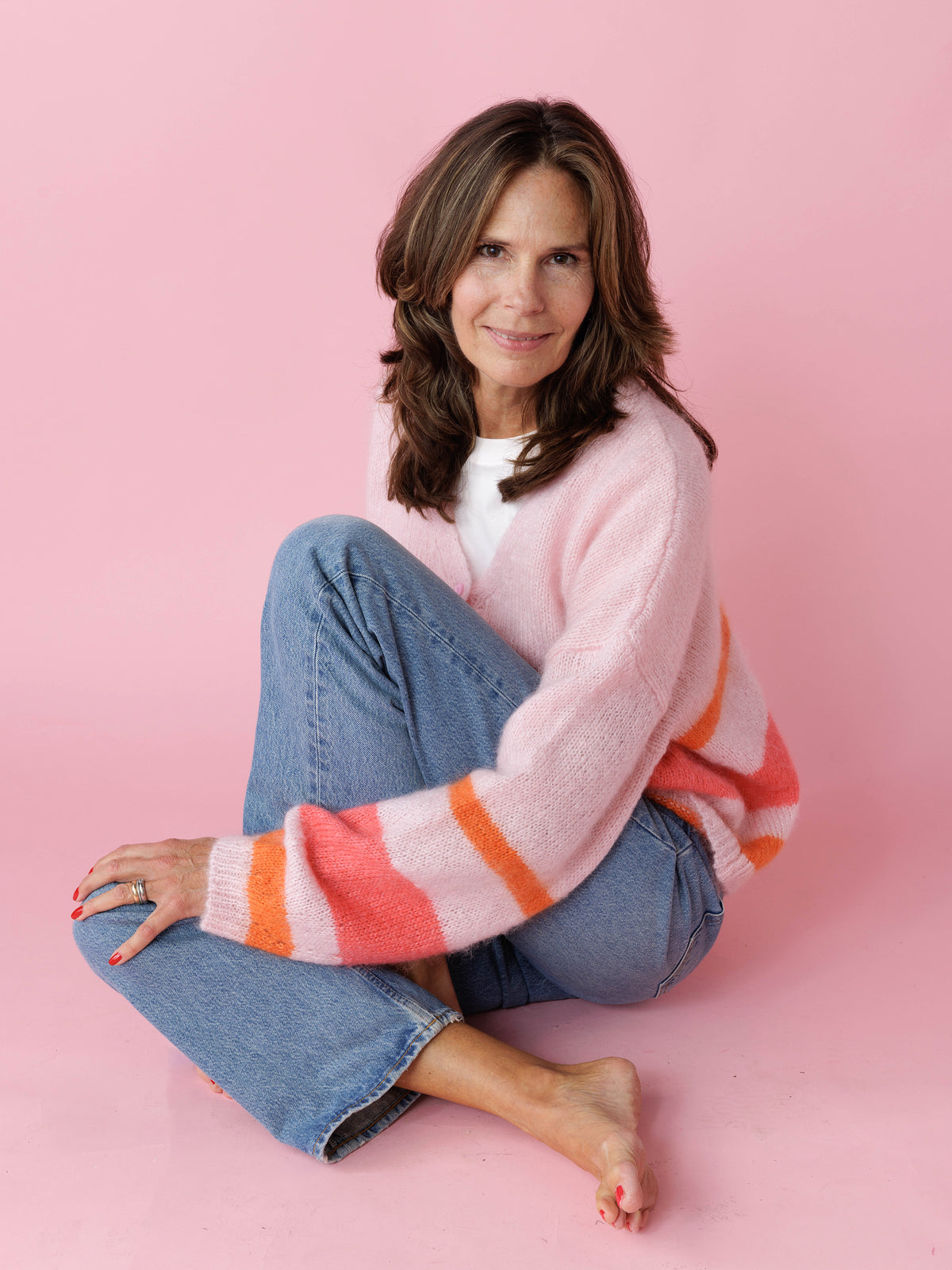 Cosmo brushed mohair stripe cardigan