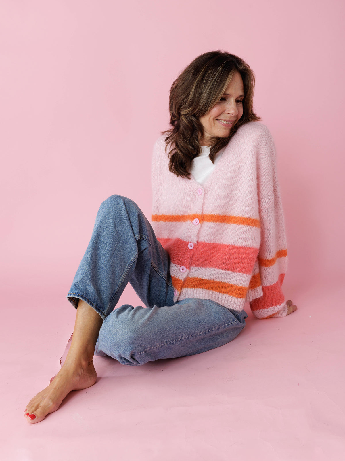 Cosmo brushed mohair stripe cardigan