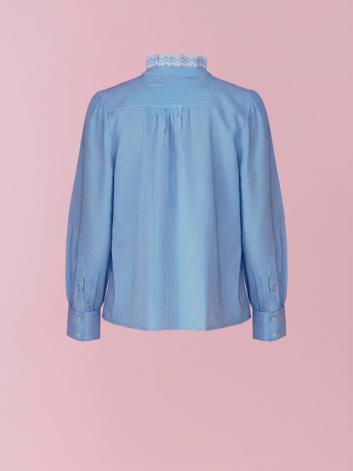 Hazel striped cotton blouse with embroidered frill