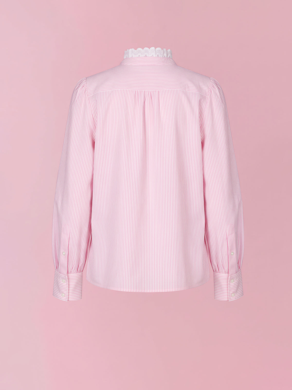 Hazel striped cotton blouse with embroidered frill