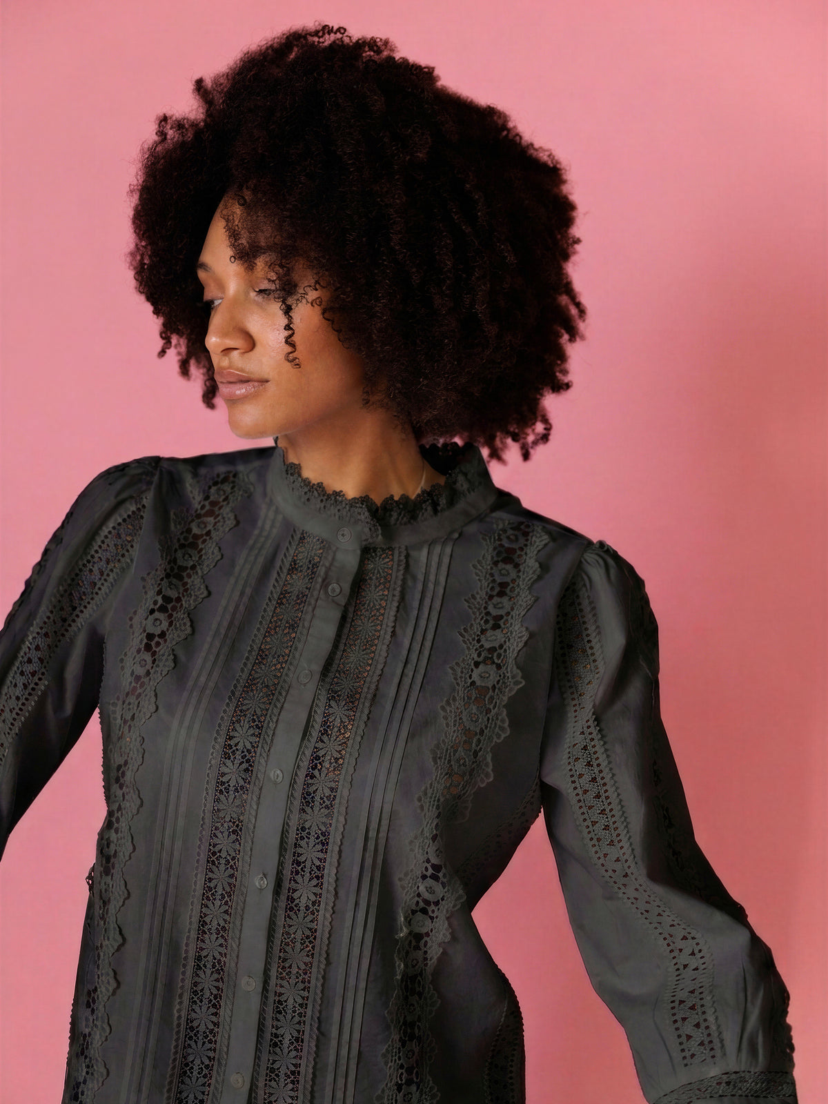 Ivy lace insert cotton blouse
