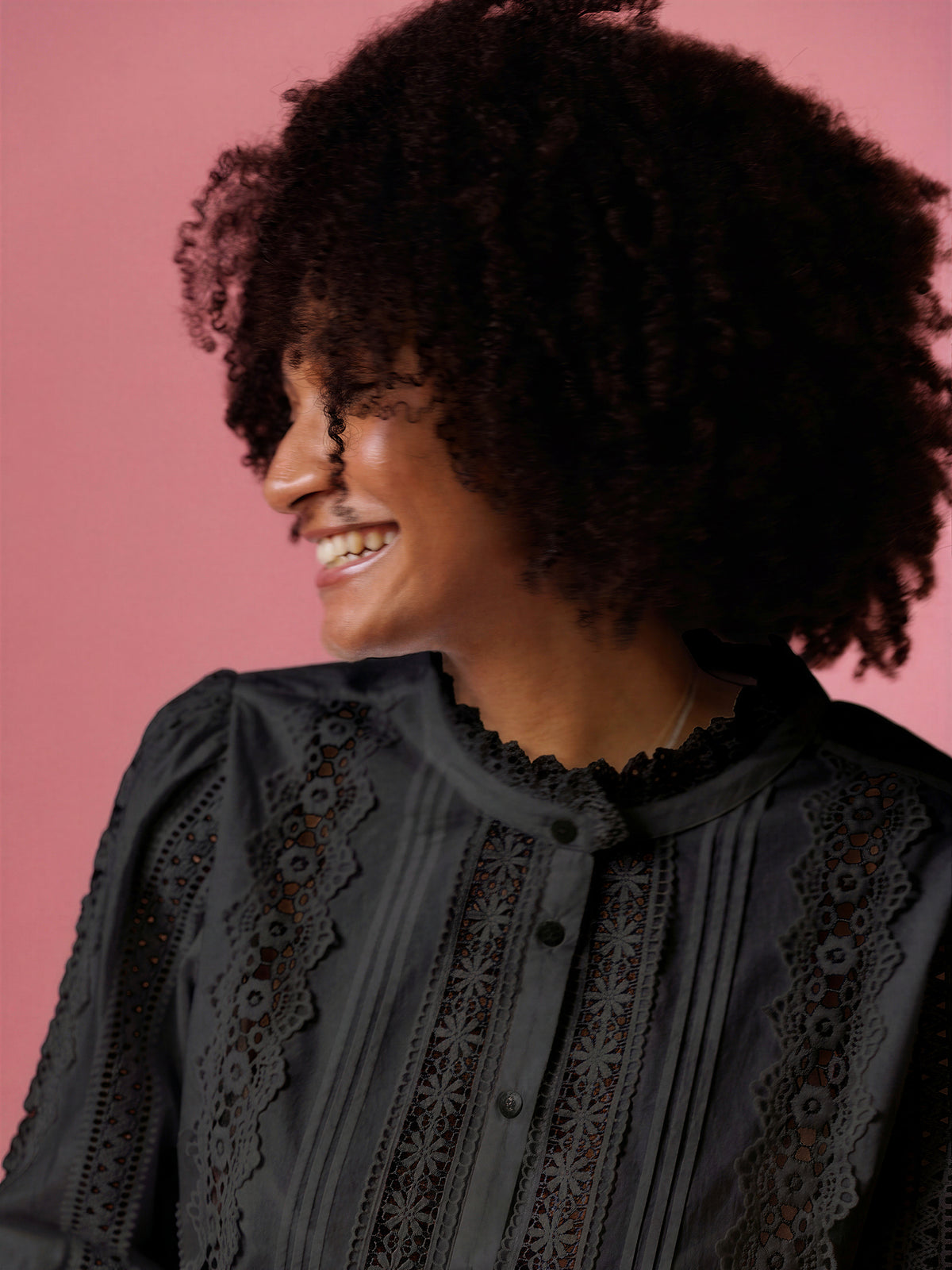 Ivy lace insert cotton blouse